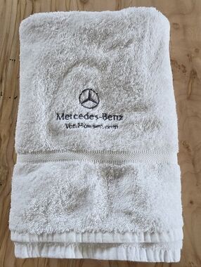 Mercedes-Benz Embroidered White 100% Cotton Logo Bath Towel 25 W x 50.5" L